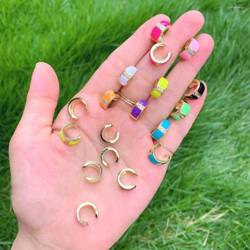 

Hoop Earrings 8Pairs Enamel No Pierced Earcuffs Crystal C Shaped Ear Cuff Stackable Clip On Circle Party Wedding Jewelry