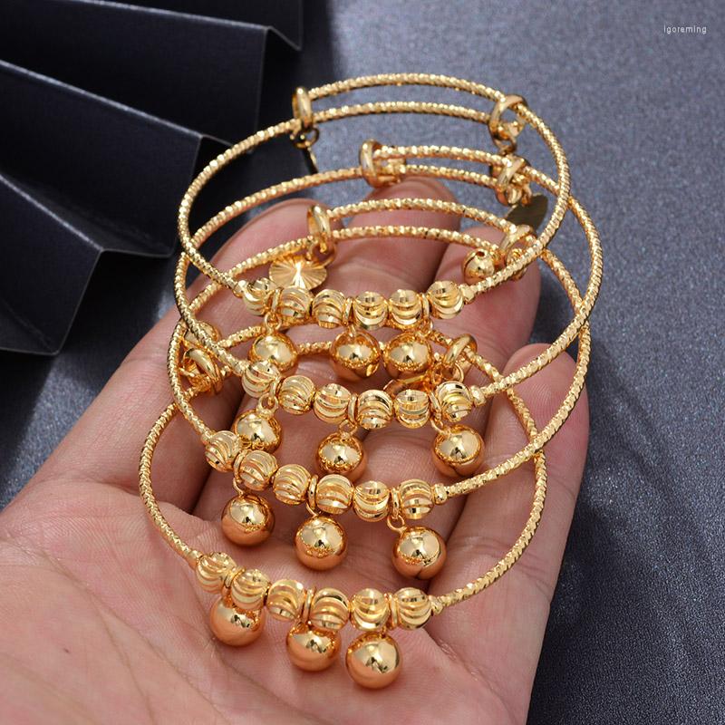 

Bangle 4pcs Ethiopian Pattern Gold Color Bead Bangles For Women Wedding Bracelet Alab Dubai Tassel Gifts