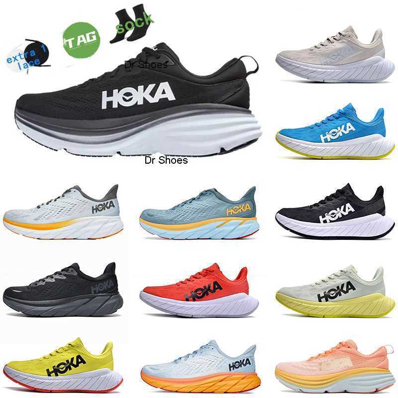 

New Fashion Casual Hoka Shoes Hokas One Bondi 8 Carbon X 2 triple black white harbor mist lunar rockhot coral Clifton Summer Women Mens, #5 carbon x 2 (3) hot coral