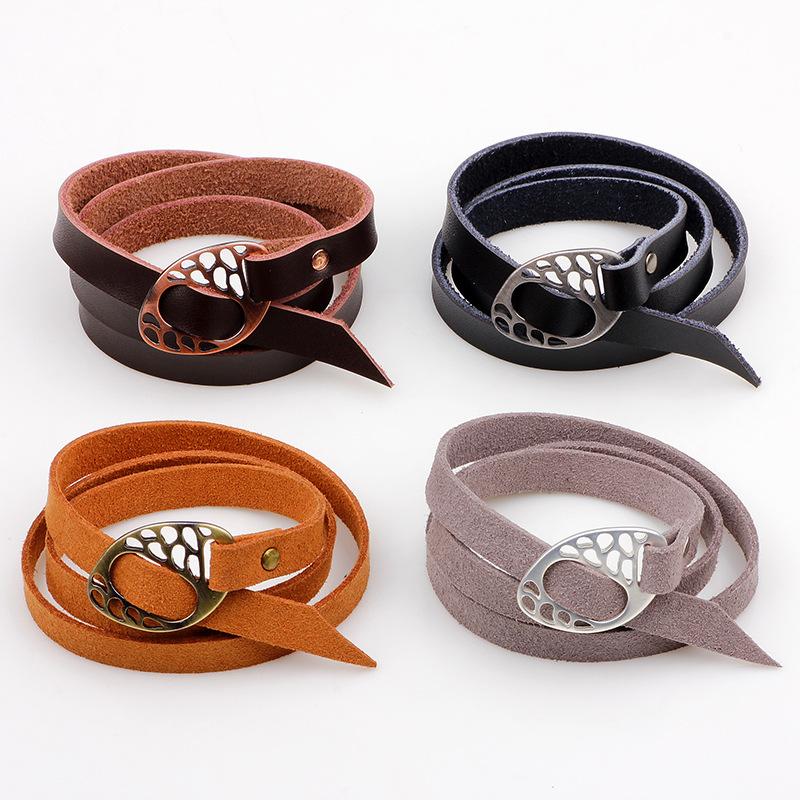 

Link Bracelets Fashionable Bracelet Multi Loop Wound Leather Cashmere Alloy Hollow Men And Women's Universal Chain