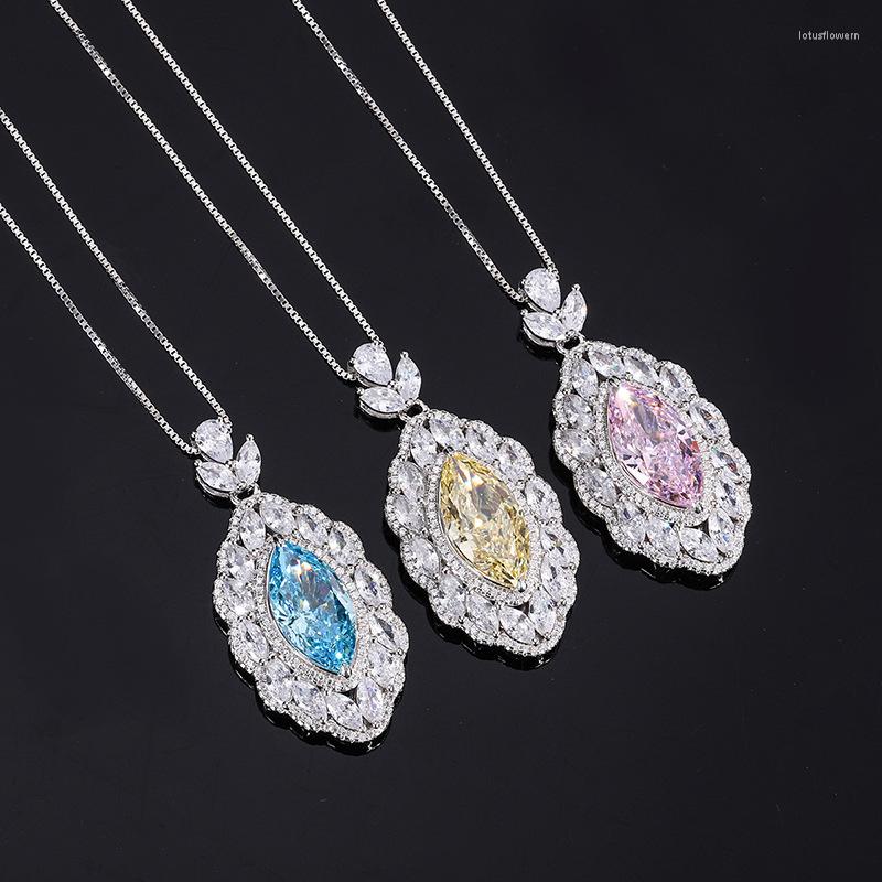 

Chains S925 All-body Silver High Carbon Diamond Radian Cut Horse Eye With Bottom Pendant Necklace Main Stone 9 18