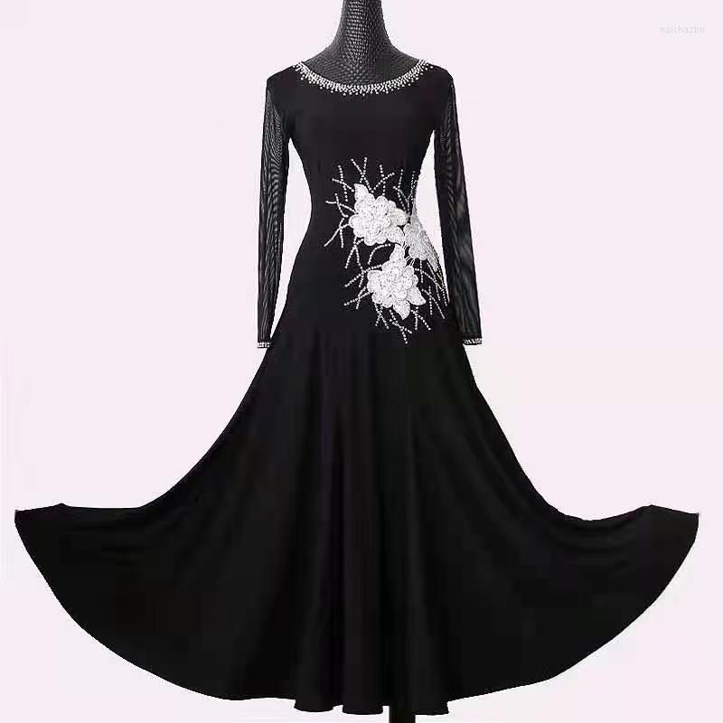

Stage Wear Black Color Ballroom Competition Dance Dresses Simple Elegant Waltz Skirt Customization Standard Dancing Dress, Other color