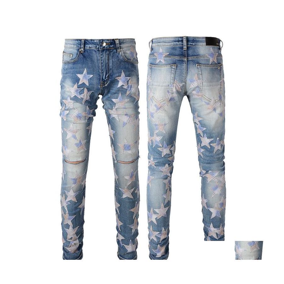 

Men'S Jeans 2021 Mens Died Motorcycle Biker Jean Rock Skinny Slim Ripped Hole Letter Topquality Brand Hip Hop Denim 874 Drop Deliver Dhm2Y, 861