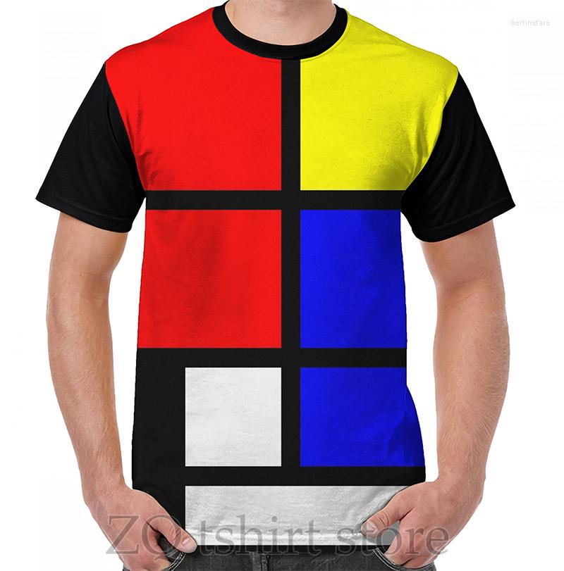 

Men' T Shirts Mondrian Style Art Deco Design In Basic Colors Graphic T-Shirt Men Tops Tee Women Shirt Funny Print Short Sleeve Tshirts