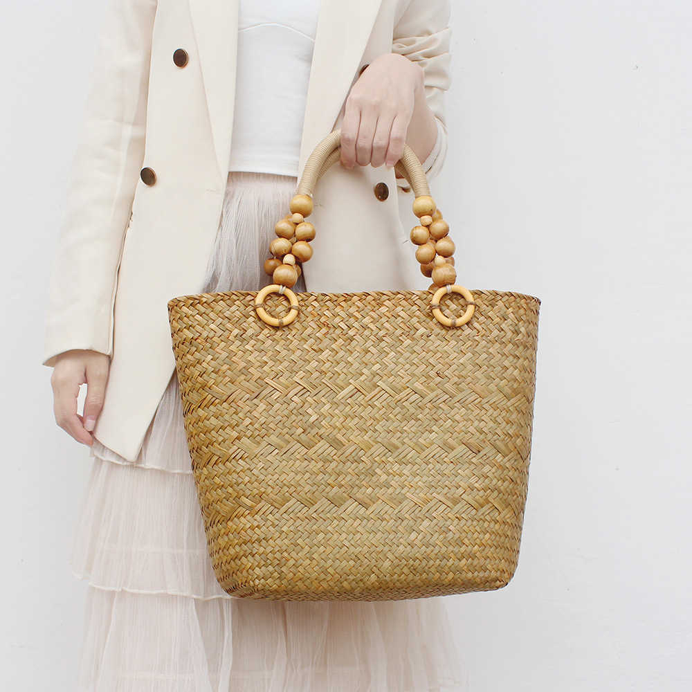 

Seaweed Woven Handbag Large Capacity Woven Bag Commuting Batatot Bag Fake Shoulder Handbag 230313, Yellow 38+30+15+28cm