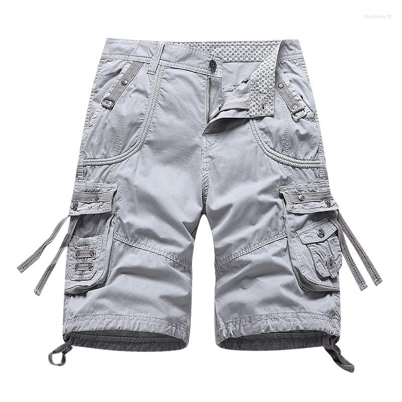 

Men's Shorts 2023 Summer Men Soild Color Straight Casual Cargo Mens Multi-Pocket Loose Beach Homme Classic Military Overalls, Black