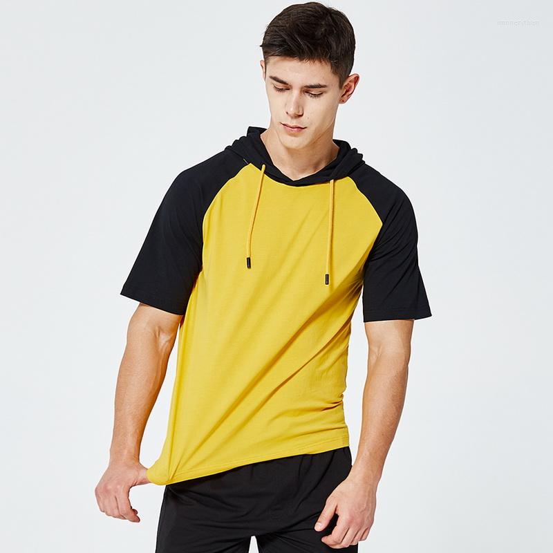 

Men' Hoodies Dihope Casual Hooded Drawstring Short Sleeve Slim Fit 2023 Male Patchwork Workout Basic Top Summer Hoodie, Khaki