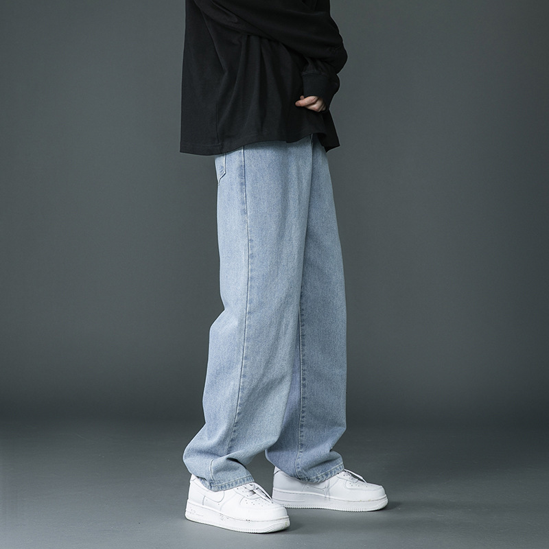 

Men's Jeans Men's jeans loose wide-leg straight casual pants fashion all-match trousers streetwear black light blue baggy jeans 230313