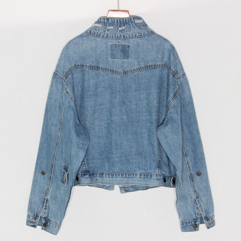 

Women's Jackets Vintage Autumn Women Frayed Jeans Jacket Outerwear Casual Loose Stand Collar Long Sleeve Ladies Denim CoatWomen's, Blue