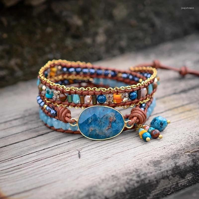 

Charm Bracelets Arrival 4Unik Healing Stone Wrap Bracelet Triple Leather For Drop