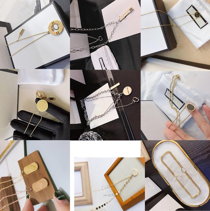 

Fashion Women Designer Double Letter Necklaces Choker Pendant Chain Crystal Imitation Pearl Wedding Jewelry Accessories