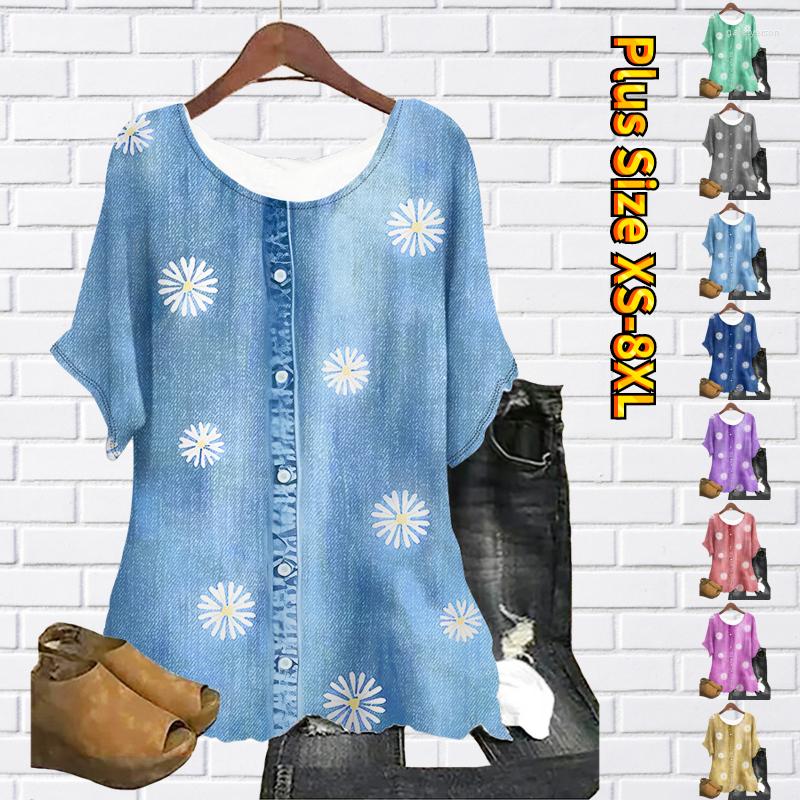 

Women's T Shirts 2023 Design Printing Top Loose T-shirt Summer Women Oversized Short Sleeve Round Collar Pullover Fashion Elegance Tee Shirt, 25328purple