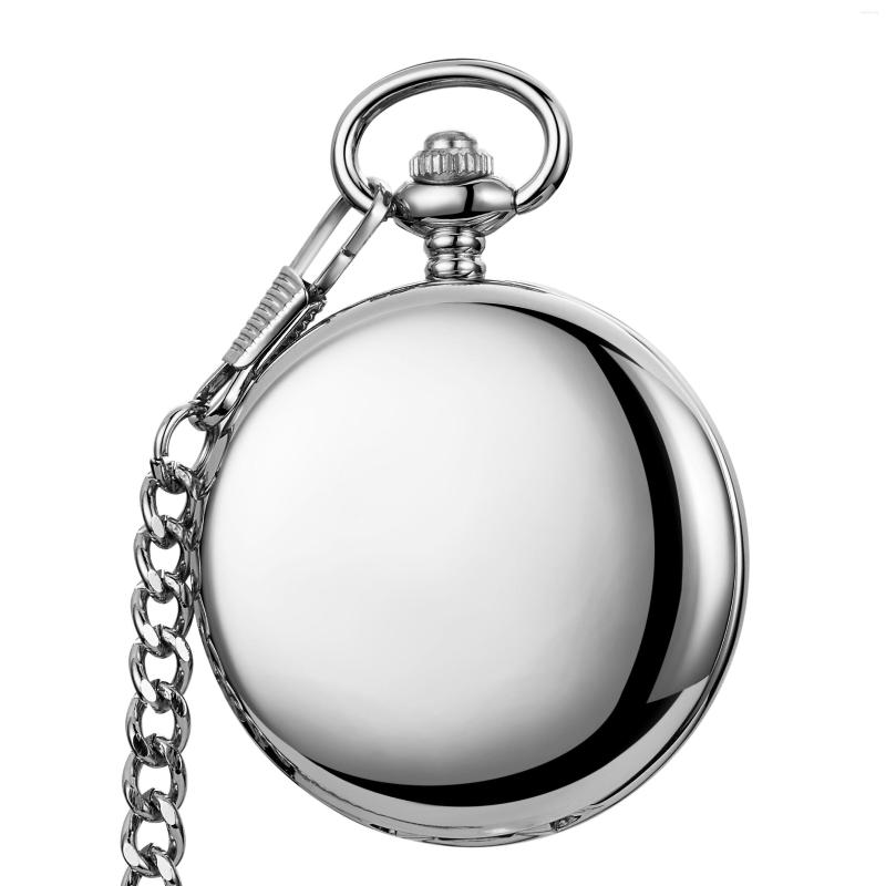 

Pocket Watches Smooth Sliver Surface Mechanical Watch With Chain Roman Numerals Big Numbers Dial Display Fob Pendant Clock For Old, Gold