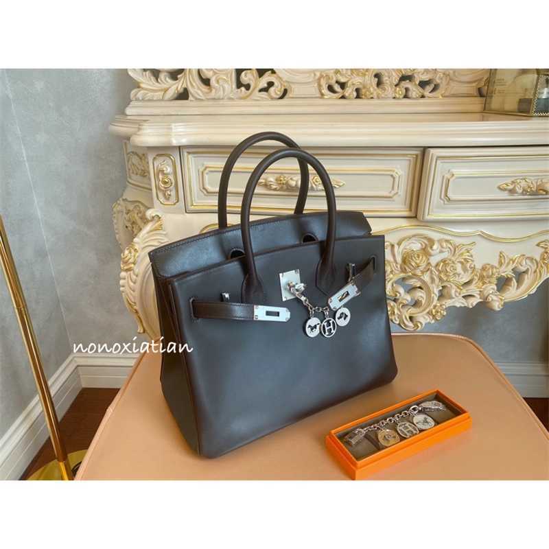 

designer women handbag birkin Silver buckle bags Handmade h bag 25 30 35 haas original saddle leather barenia, Imported from original factory haas
