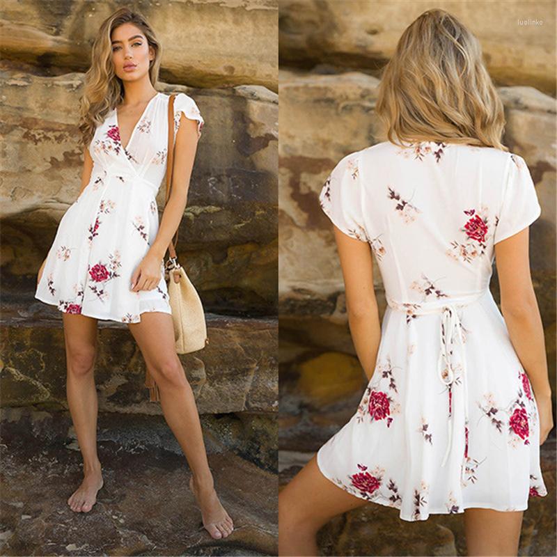 

Casual Dresses NEDEINS 2023 Womens Boho Beach Dress Summer Party Floral Women Sexy Night Club, Red