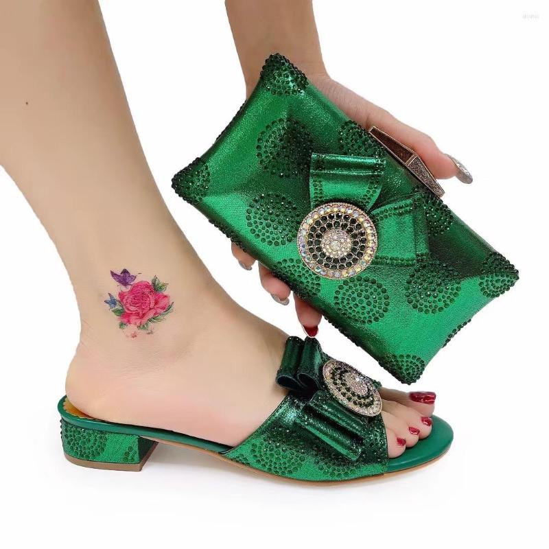 

Dress Shoes 2023 Spring Slippers Arrivals Slingbacks Sandals With Platform In Green Color High Quality African Women And Bag Set, Black