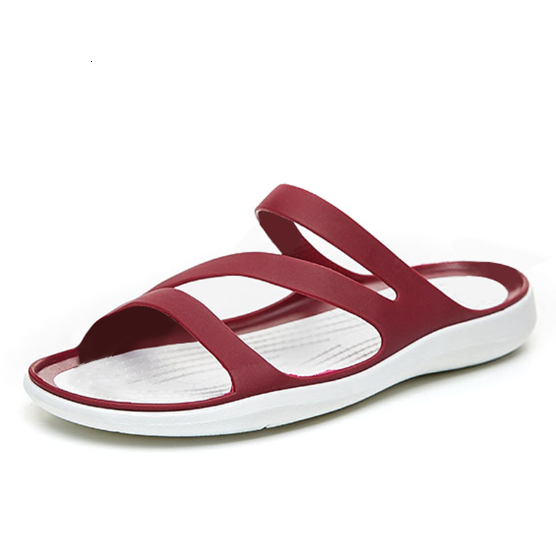 

Sandals Plus Thicken Slip on Woman Croc Anti Skid Hole Jelly Shoes Flat Garden Beach Size Sandalias De Verano Para Mujer 230313, Winered