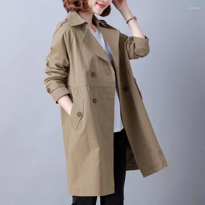 

Women's Trench Coats Spring Autumn Coat Women 2023 Korean Double-Breasted Mid Long Overcoat Windbreaker Female Outerwear, Tangerine