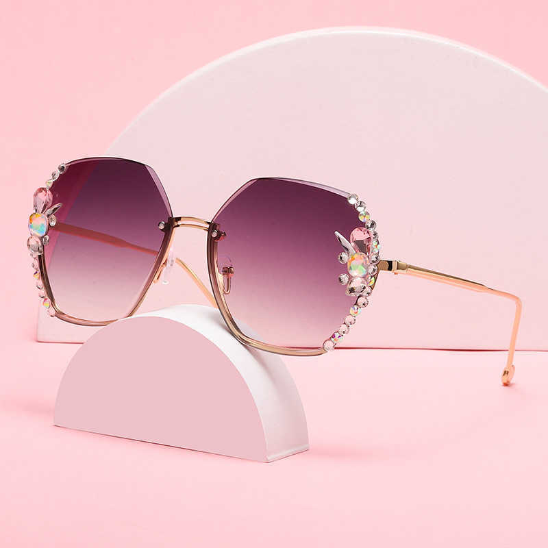 

Sunglasses 2023 new Diamond rimmed large frame glasses women's Korean version tide proof Women's plain artifact small face NEW