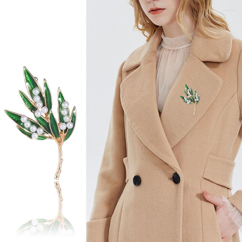 

Brooches Fresh Sen Enamel Glaze Vintage Ash Pearl Sweater Scarf Brooch Corsage