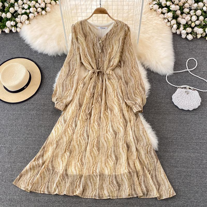 

Casual Dresses 2023 Elegant Spring Autumn Women Fashion Lace Up Midi Dress Female Long Sleeve A-line Clothes Party Vestidos Robe, Gray