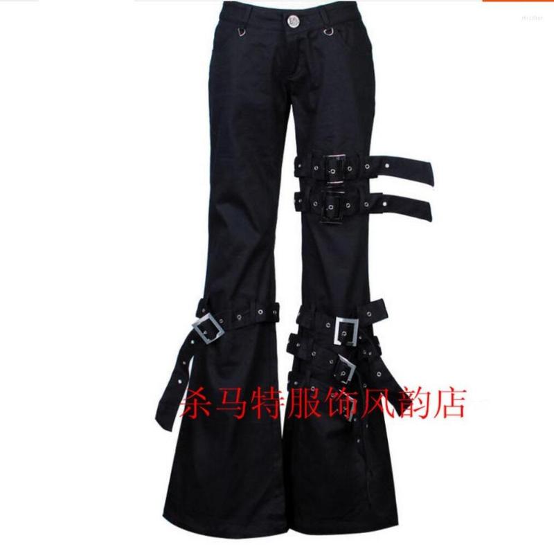 

Men's Pants Men Casual Plus Size Bell-bottomed Hiphop Jeans Personality Rivet Gas Hole Punk Singer Stage Costumes, Black