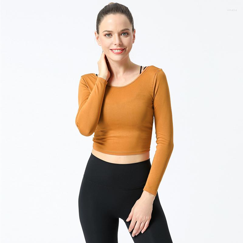 

Active Shirts Women Yoga Shirt Long Sleeve T-Shirt Quick Dry Running Sport Tops Backless Sexy Workout Sweatshirts Slim Gym Fitness Female, Sb-ct1004 yellow