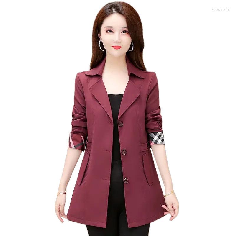 

Women's Trench Coats 2023 Spring Autumn Windbreaker Women's Korean Long Sleeves Loose Basic Jackets Women Tops Outwear Casual Female, Khaki