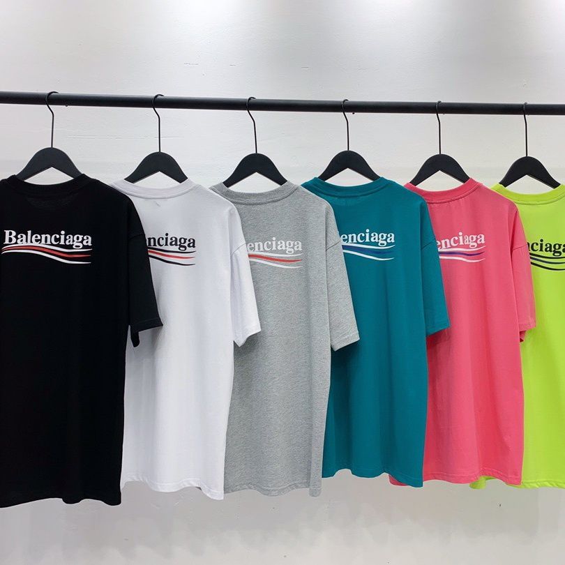 

Balenciaga Cotton T-shirt ins Fashion Brand Paris Coke Short Sleeve Wave Couple Loose Casual High Version Unisex
