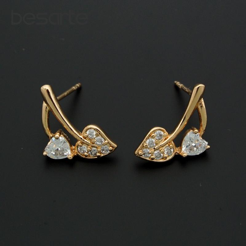 

Stud Earrings Zirconia Heart Gold Women Earing Boucles D'oreilles Femme Pendientes Cristal Orecchini Cuore Kupe Oorknopjes E2902Stud