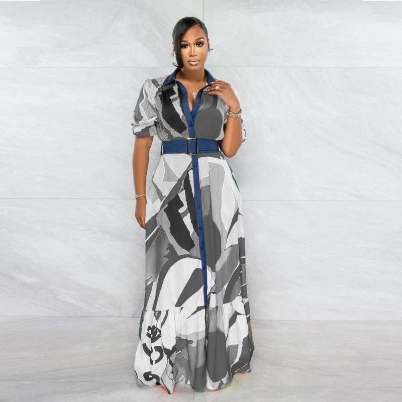 

Casual Dresses 2023 Fashion Long Sleeve Lapel Single Brewed Stitching Multi-Color Dress For Women Floor Length Shirt, Green