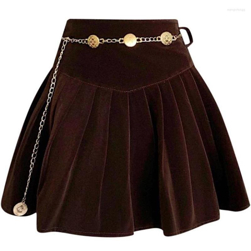 

Skirts Small Fragrant Suede Pleated Women High Waist Autumn Winter Vintage Short Anti-skirt, Black