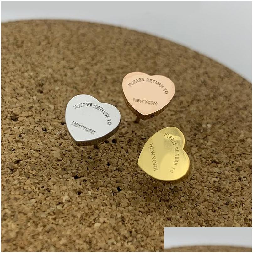 

Stud Gold Heart Earring Women Couple Flannel Bag Stainless Steel 10Mm Thick Piercing Jewelry Gifts Woman Accessories Wholesale Drop Dhqa8