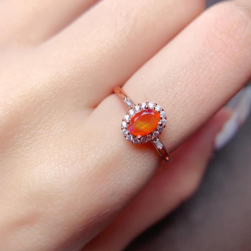 

Cluster Rings Natural Opal Silver 925 Engagement Ring For Women Luxury Gemstone Jewelry Wedding Adjustable Fine