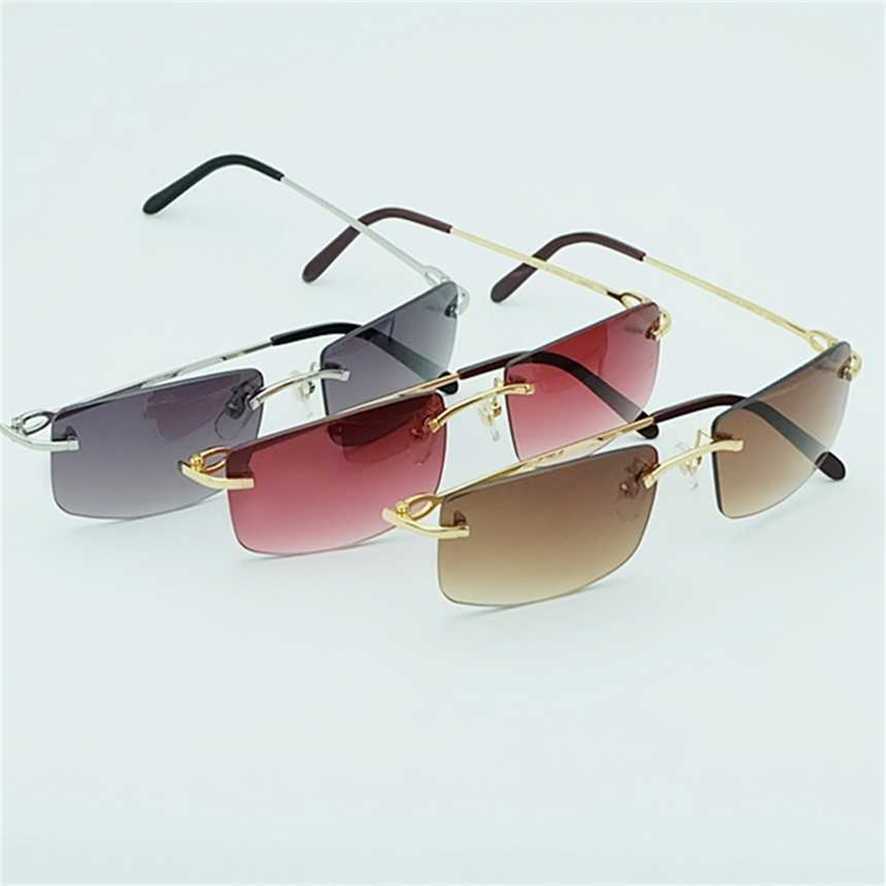 

Rimless Sunglasses Men New Sunglass Metal Square Carter Glasses Driving Lady Shade Eyewear