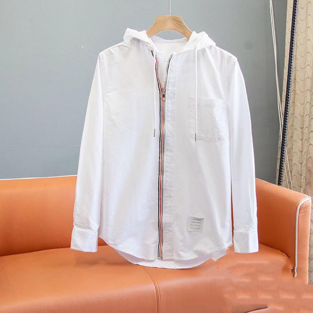 

Men T-Shirts pure brown Long sleeve shirt M-4XL thom cotton Loopback Jersey Engineered Summer wear stripe Sweatshirt Crewneck Pullover B1
