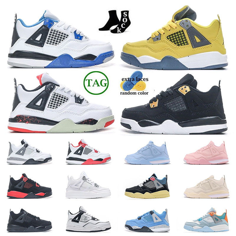 

Kid shoes 4s Children Preschool Young boy young girls Training shoes Analyzes DIY Sophomore Album Sail Fire Red Bred Fire Athletic Outdoor Baby designer sneaker, 1 (10)