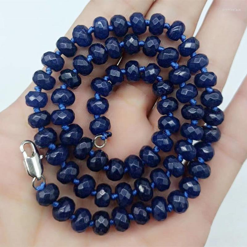 

Chains Exquisite 5x8mm Faceted Dark Blue Apatite Abacus Beads Necklace 18 Inch Fine Jewelry