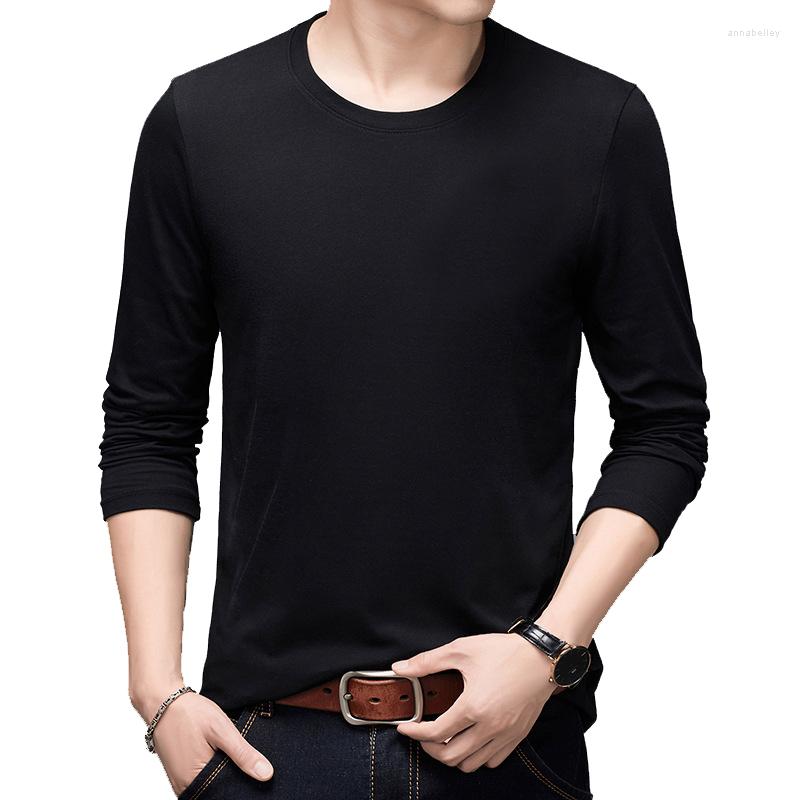 

Men' T Shirts Long Sleeve T-shirt Men' Pure Cotton Autumn And Winter Fashion Brand Bottom Shirt Large Top, Black