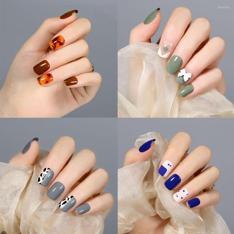 

False Nails 30pcs/Box Detachable Coffin Wearable Air Soft Fake Full Cover Nail Tips Press On With Jelly Stickers