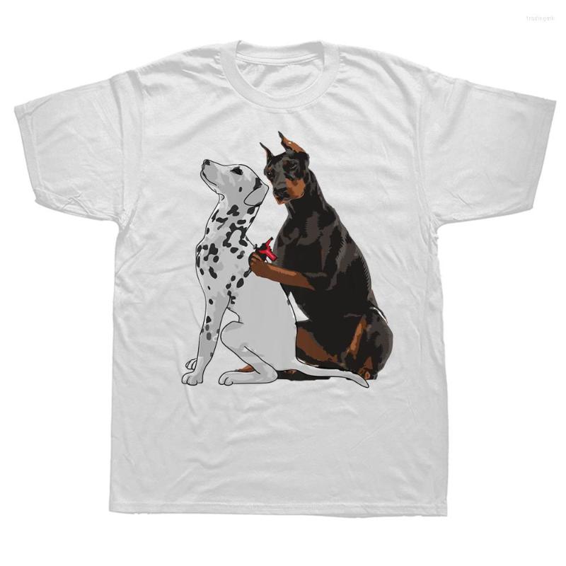 

Men's T Shirts Funny Cute Doberman Tattooing Dalmatian Dog Streetwear Short Sleeve Birthday Gifts Summer Style T-shirt Mens Clothing, White
