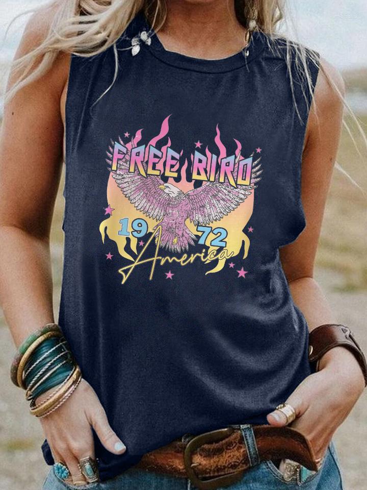 

Women's Tanks Free Bird America Colored Tank Top Flaming Eagle Funny Sleeveless Tees Women Fashion Casual Vintage, Black