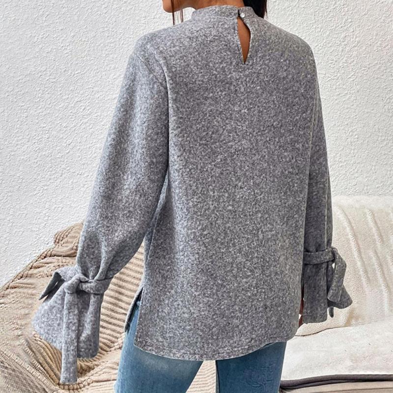 

Women' Blouses Chic Winter Women T-shirt Loose Soft Spring Blouse Basic Elegant Autumn Top, Grey