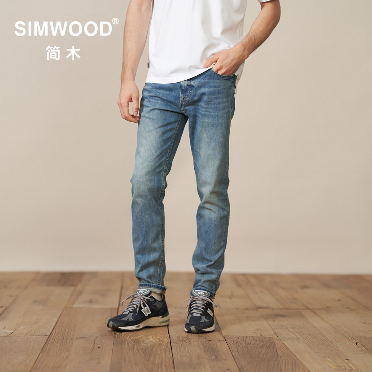 

Men's Jeans Spring Slim Fit Jeans Men Blue Denim Pants Plus Size Brand Clothing SL230270 230313, Sky blue