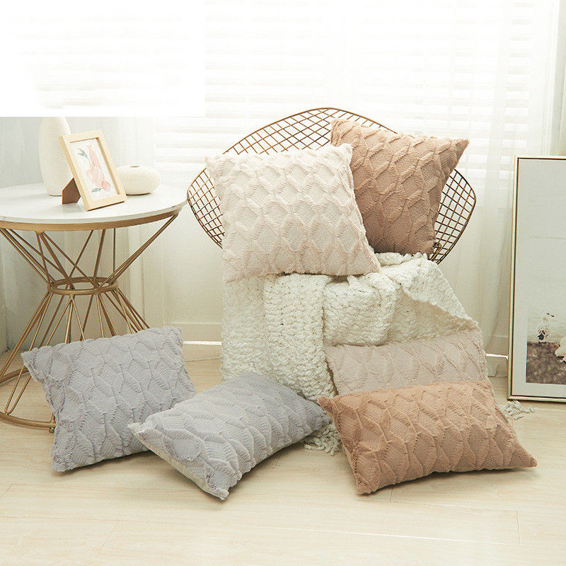

Pillow Case Barefoot Leopard Dreams Half Cashmere Knitted Cover Sofa Cushion Bedroom Home Decor, Grey