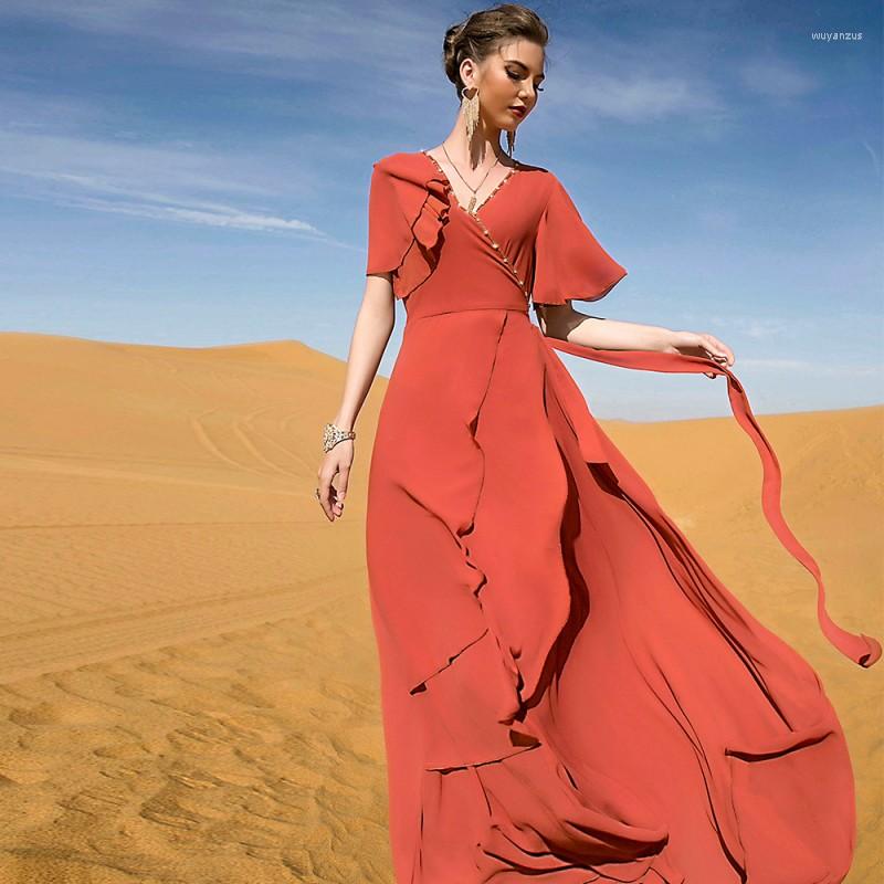

Ethnic Clothing Summer Dubai Women Rhinestones Chiffon Maxi Dress Fashion Short Slevees Abaya Elegant Lady Robe Moroccan Party Evening Gowns