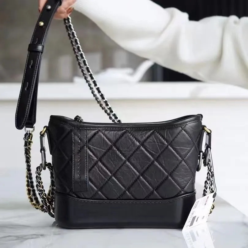 

Gabrielle Designer Shoulder Bags Leather Handbag Hobo Stray More Back Law Chain Bag Messenger Tote Fashion Women Crossbody, Black