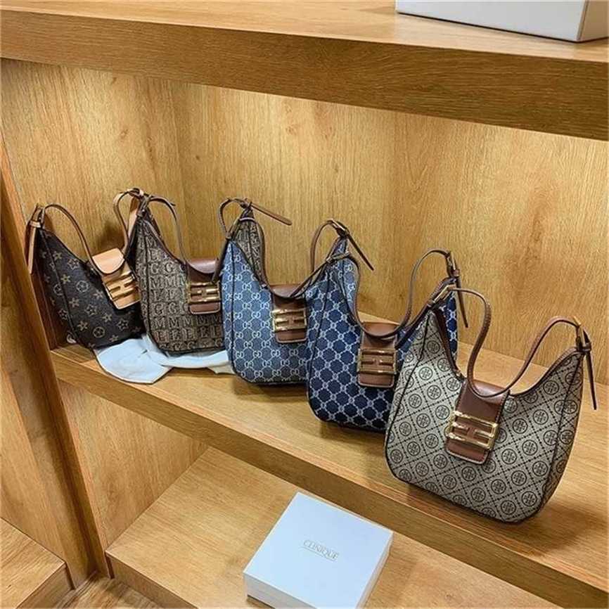 

handbag 2023 Fashion women's bag leather quality Handbag Trend old flower underarm simple large capacity shoulder handbag Bag, Khaki5