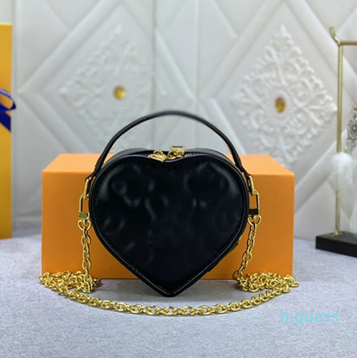 

Designer-Heart Crossbody Bag Women Quilted Handbags Purse Plain Shoulder Bags Genuine Leather Removable Chain Zipper Closure Gold Hardware Hand Wallets