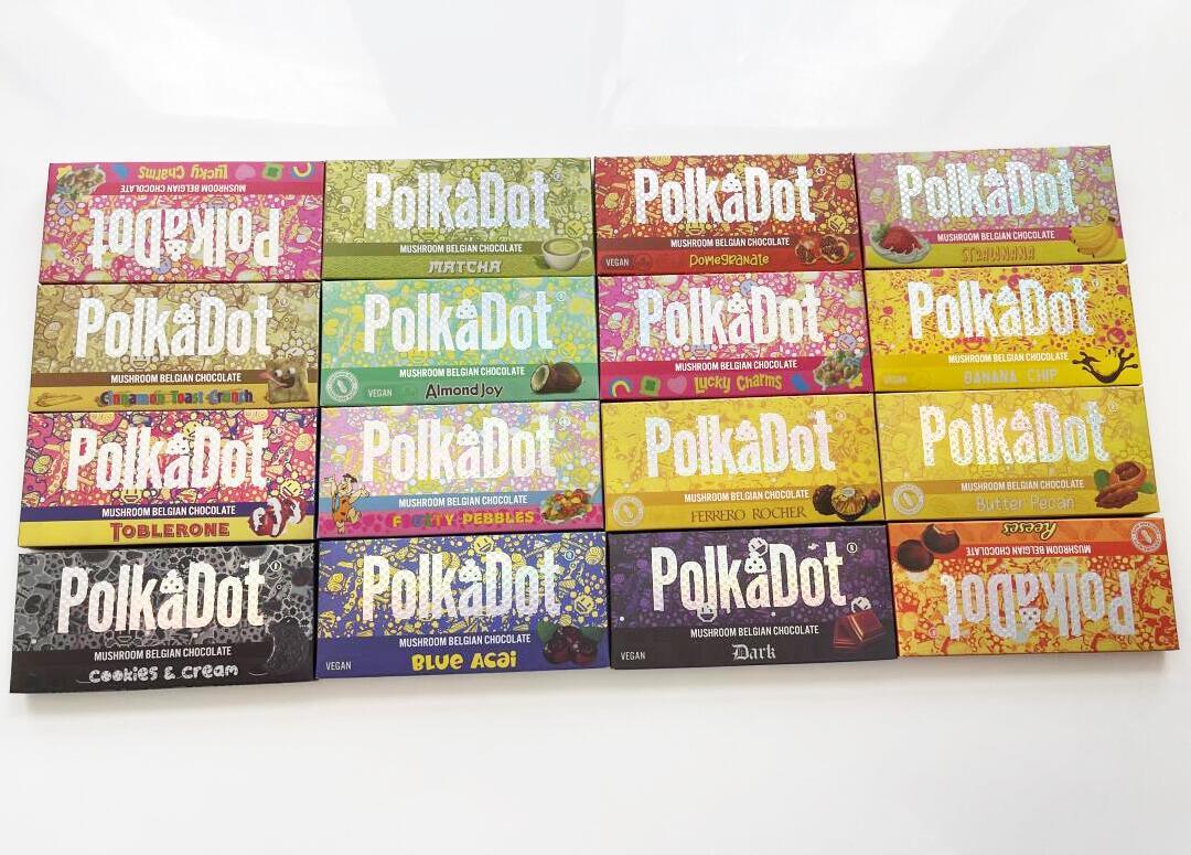 

Newest Polkadot Chocolate Bar Box Magic Mushrooms 4G POLKA DOT Chocolate Bars Dank Berries cream Packaging Boxes 27 style